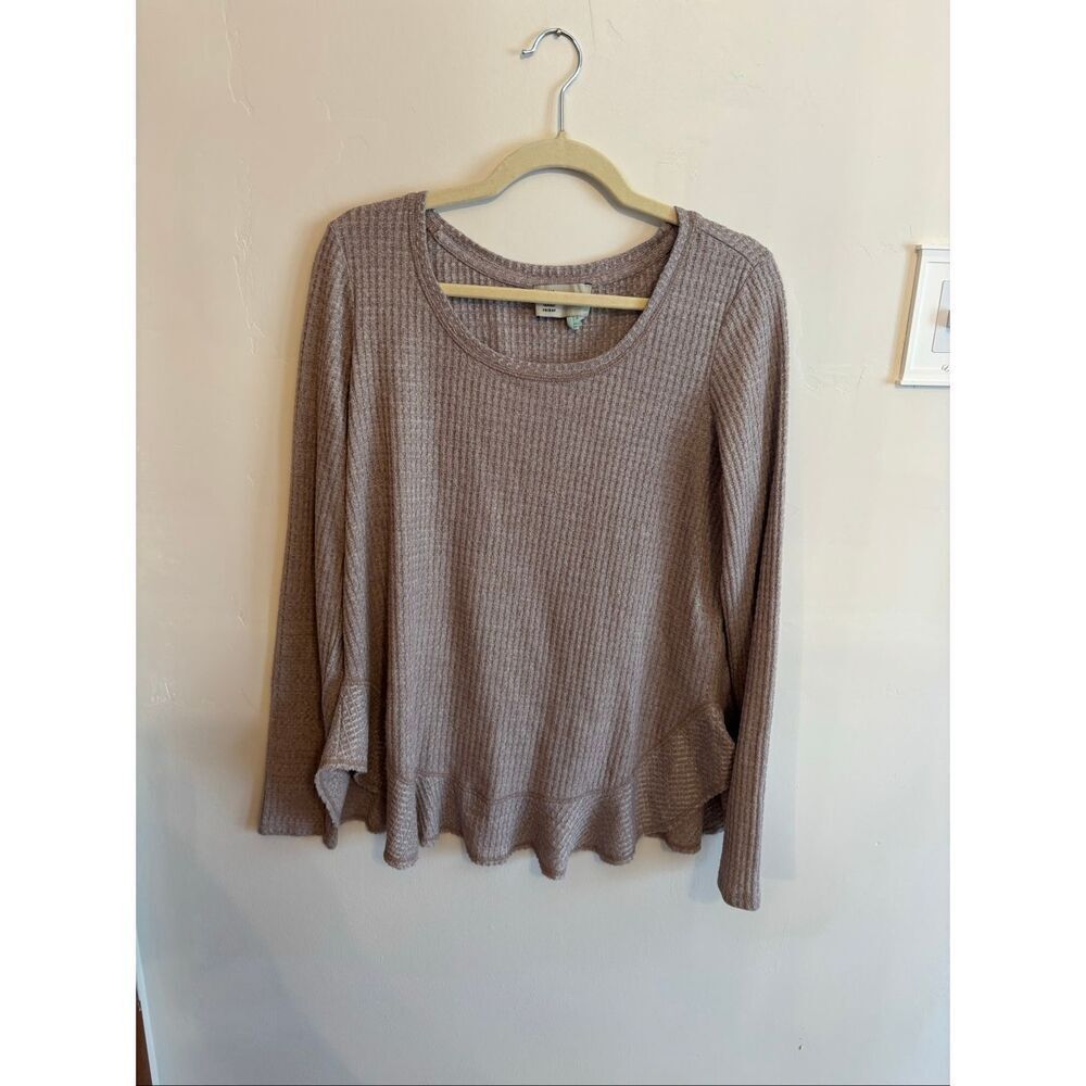 Saturday Sunday Anthropologie Waffle Knit Cream Thermal Size M
